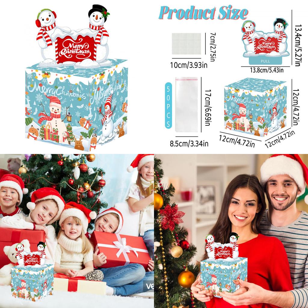 Snowman Pattern Letter Money Box With Paper Material Christmas Party Decor Gift