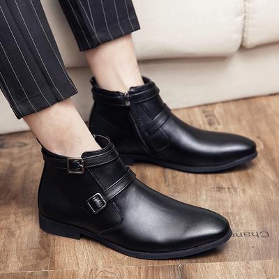 All-match Men Ankle Boots Elegantes Formal Business Office Man Shoes Classic Men Chelsea Boots Side Zipper Leather Dress Shoes