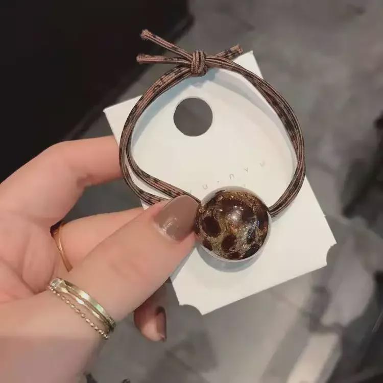 Korean Acrylic Ice Crack Leopard Hair Rope: Double-Strand Headband & Bracelet