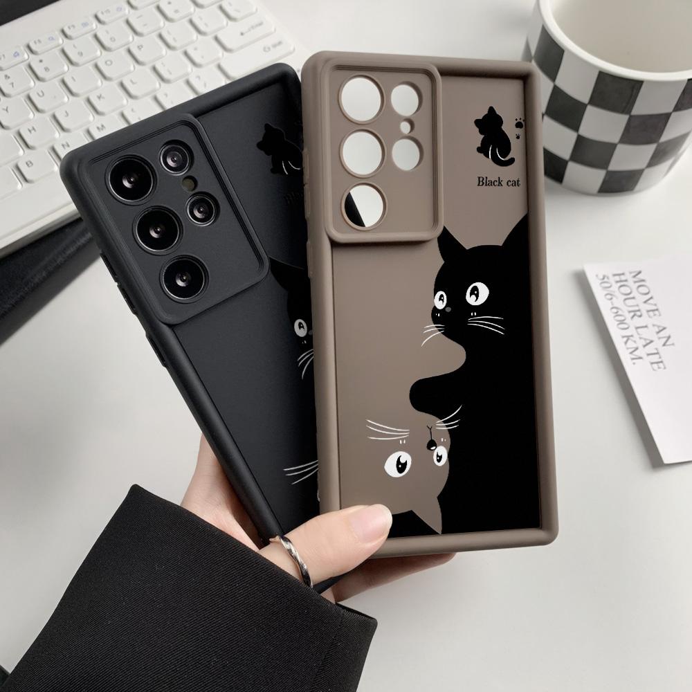 Silicone Case For Samsung A55 5G A16 S25 Ultra S24 FE S23 Plus S22 A54 A53 A35 A34 A33 A25 A15 A14 A13 A06 A05 A05s Cat Covers
