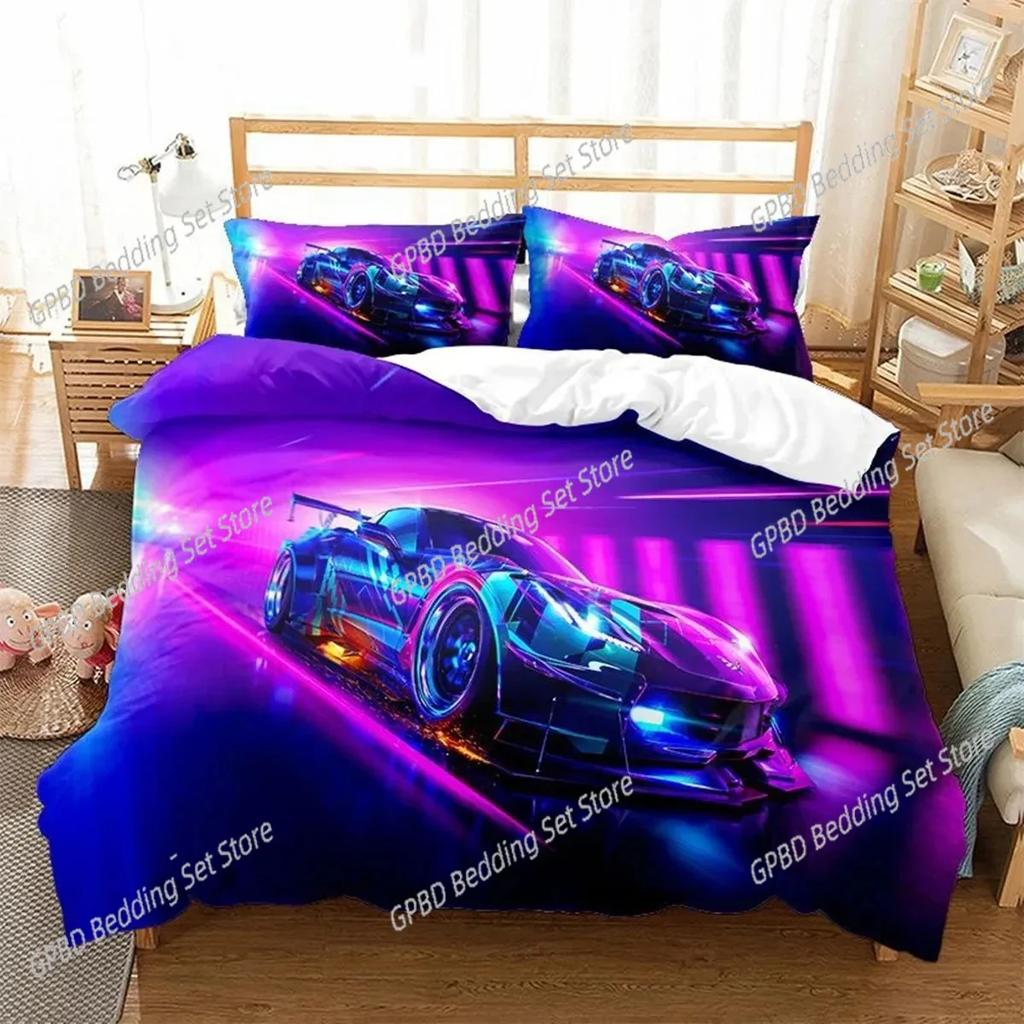 Comforter 3D Print Sports Car Bedding Set 3D Printed Suitable For Bedroom Kids Home Textile