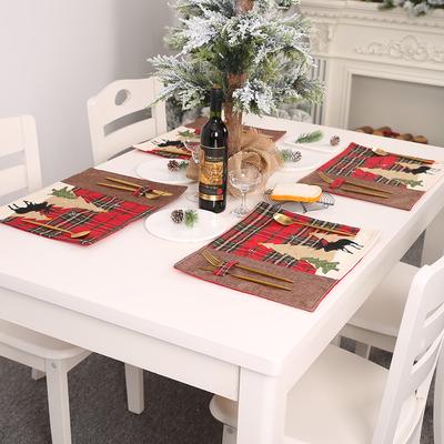 Table Place Mat Elk Tree Tables Cover Christmas Decorations Heat Insulation Kitchen Dining Pads