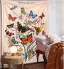 Butterfly Tapestry Vertical Vintage Floral Tapestries For Bedroom Aesthetic Flower Plant Tapestrys Wall Hanging Retro Beige Cute