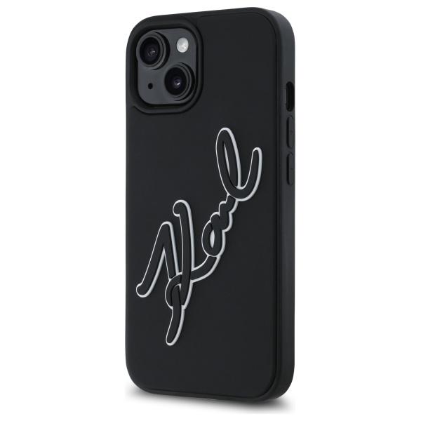 Karl Lagerfeld Klhcp15S3Drksdlk Iphone   15 6.1 Czarny/Black Hardcase 3D Rubber Signature