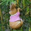 Funny Rabbit Statue Adorables Bunny Sculpture Resin Animal Figurine Decorative Ornament for Outdoor Fairy Garden Patio Yard Tree