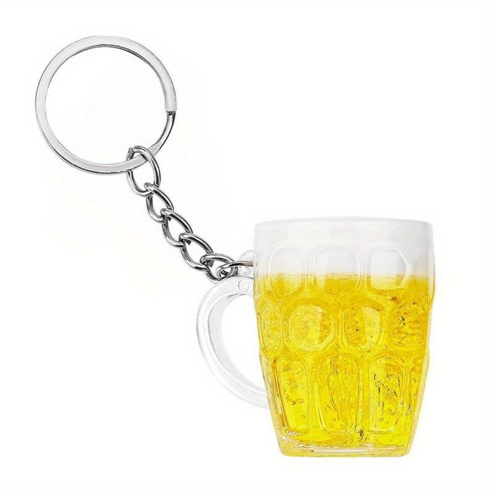 2 Pezzi Portachiavi Tazze da Birra in Resina Portachiavi per Auto Portachiavi per Uomo Donna Ciondolo Cibo Simulato Artigianato