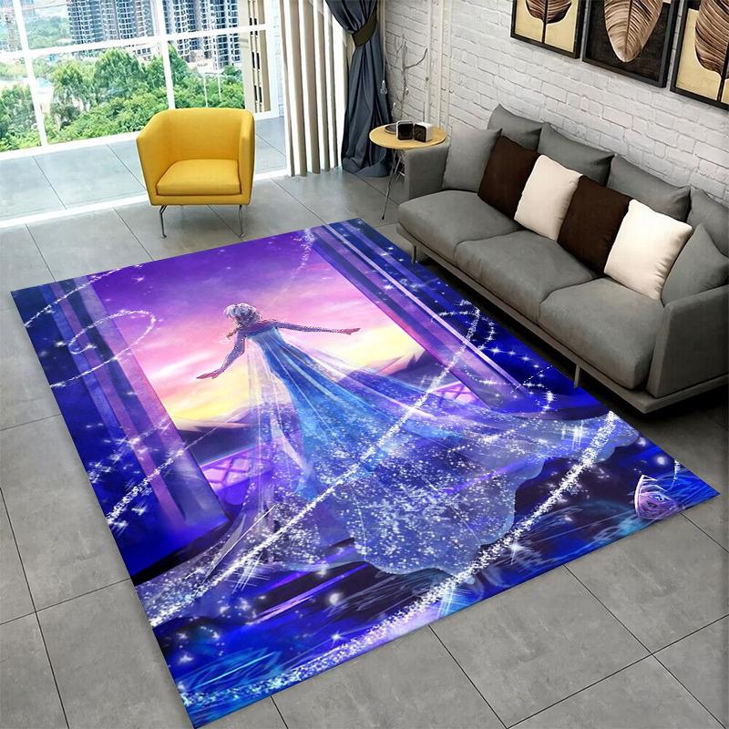 Cartoon Frozen Elsa Princess Girl Carpet Rug for Playroom Bedroom Living Room Sofa Home Decor,kid Area Rug Non-slip Floor Mat