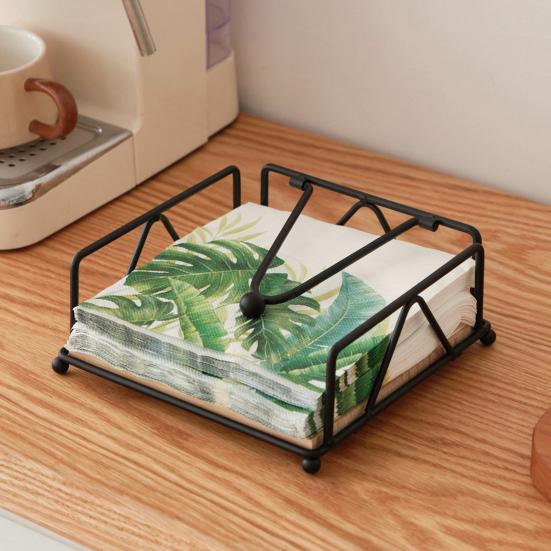 Napkin Holder for Table Flat Napkin Dispenser with Weighted Arm Square Cocktail Paper Holder for Kitchen Dining Room Restaurant Decor