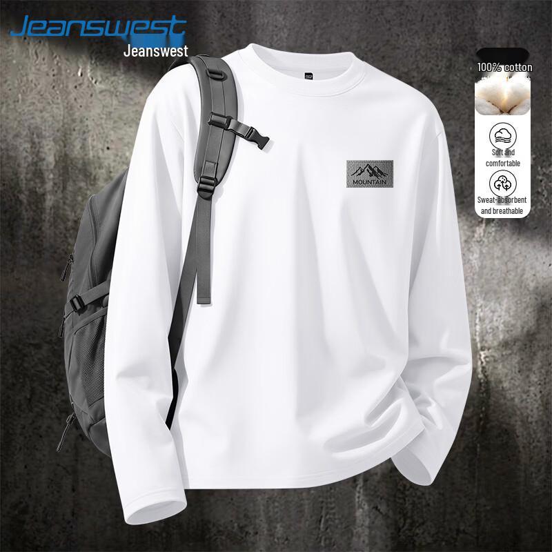 Jeanswest Men's American Retro Heavyweight Cotton Long Sleeve Tee