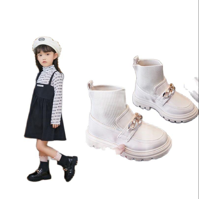 Mädchenstiefel Frühling und Herbst Kinderstiefel gestrickte Kinderkurz