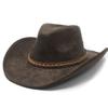 Großer Krempenleder Western Cowboy Zylinder Europäische und Amerikanische Mode Faltkrempe Hut Retro Große Krempe Gentleman Hut