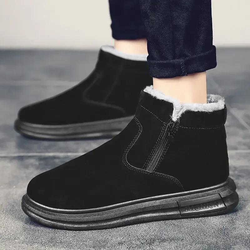 Fashion Warm Man Shoes Platform Winter With Fur Boots for Men Offer Hot Selling New Cheap Size 45 44 Low Price High Quality Comfortable
