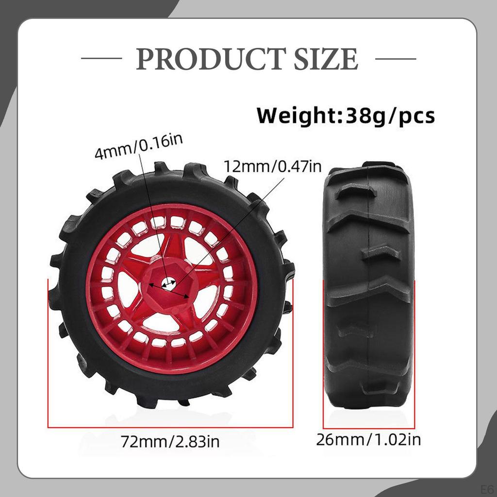 4 Pieces All Terrain RC Wheels Replacement 2.8x1inch for 1: 14 Scale Sturdy Accessory Easily Install