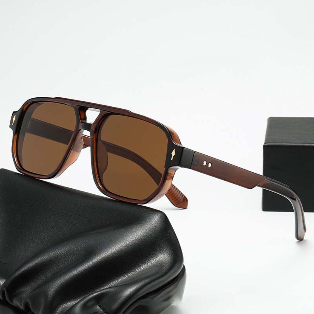 Retro Double Beam Sunnies HD Anti-UV Glasses Catwalk Unisex Polarized Sunglasses  Summer
