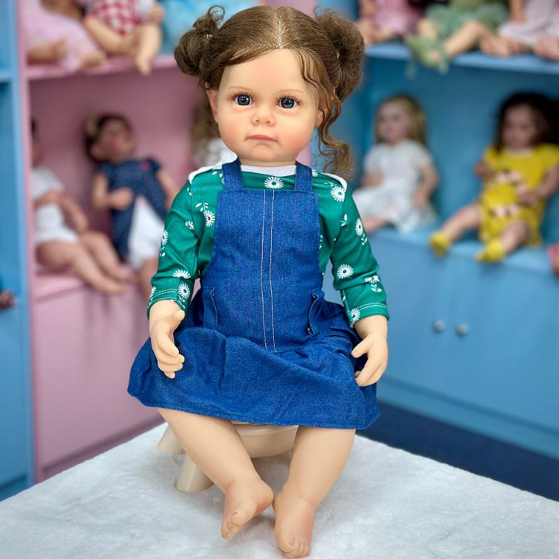

55 см моющаяся реалистичная мягкая ручная роспись имитация куклы реборн дети сопровождают игровую куклу Girl