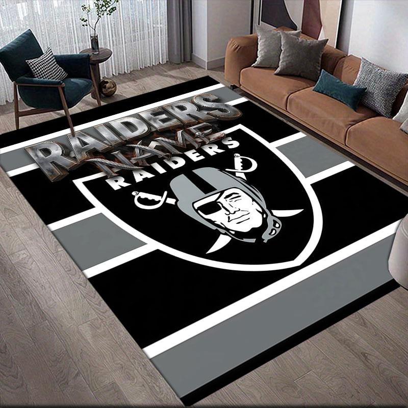 Custom Name,Raiders Home Sofa Decoration for Living Room & Bedroom, Non‑Slip Play Flannel Floor Mat for Game Room