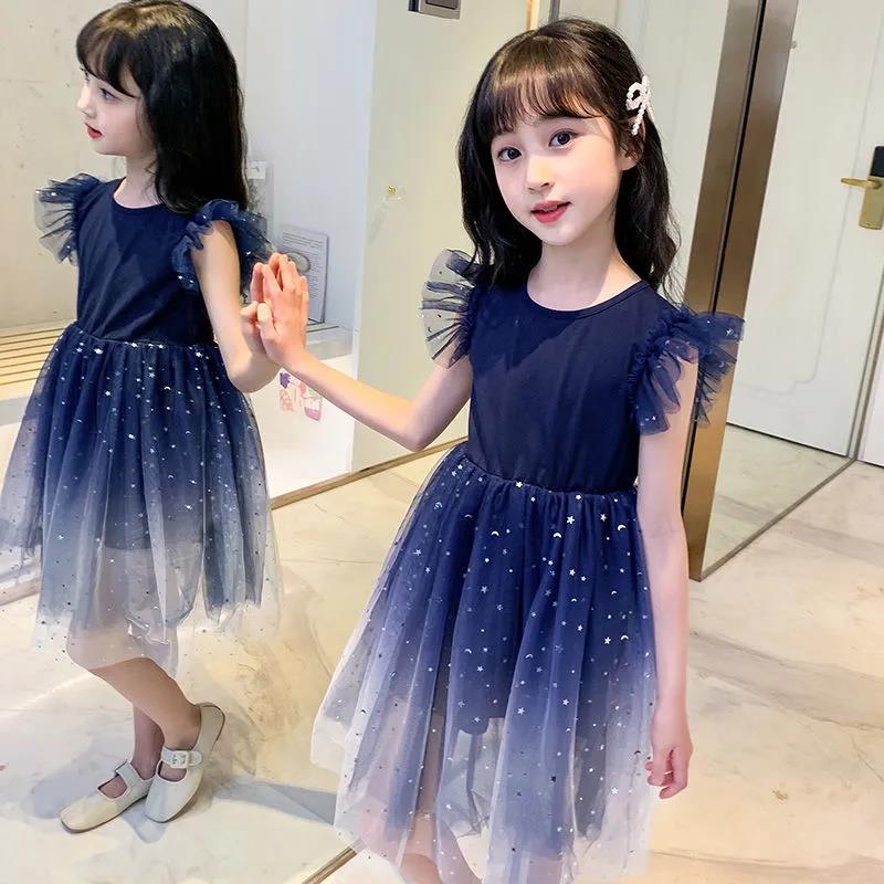 Children's Clothing Girls Dress Spring and Summer Big Children's Princess Dress Net Red Fairy Gradient Dress Tutu Skirt Mesh Skirt
