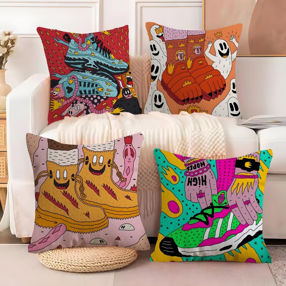 Everything On Shoes Cushion Cover Soft Plush Fabric Double-Sided Printed Sofa Cushion Cover for All Seasons Home Decor Gift