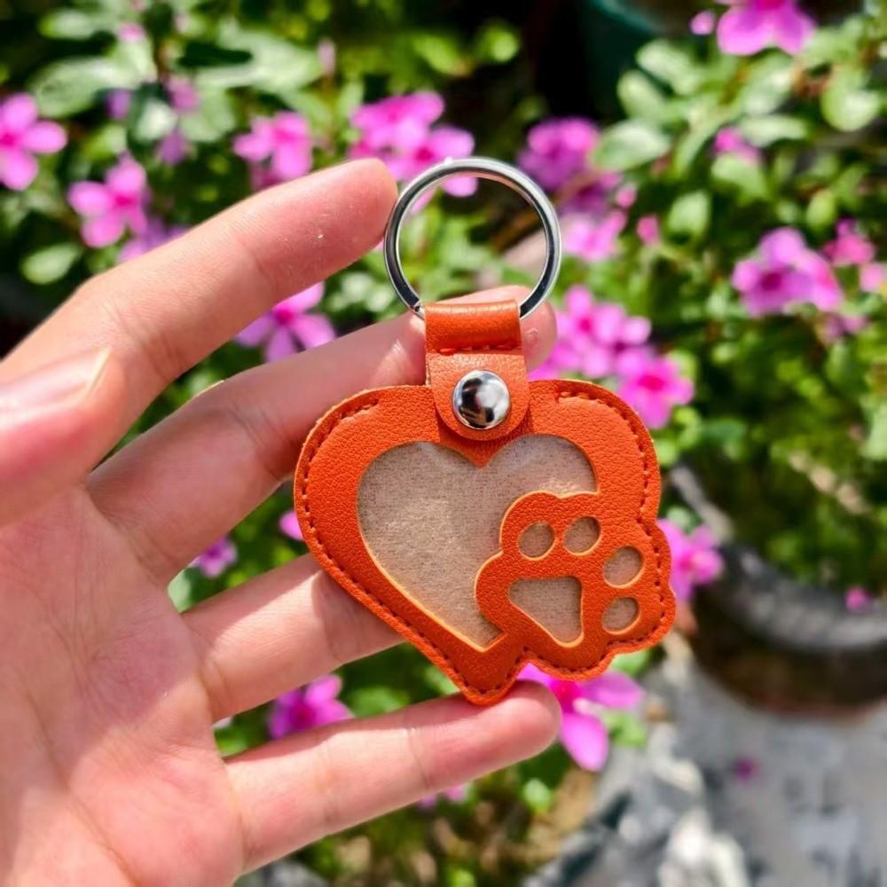 Portable Pet Hair Storage Bag Heart Shape Memorial Key Chain Dogs Paw Pendant  Funeral Supplies