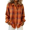 Damen Karomuster Langarm Reverskragen Hemd Cardigan Pullover, Lockere Passform für Herbst Winter