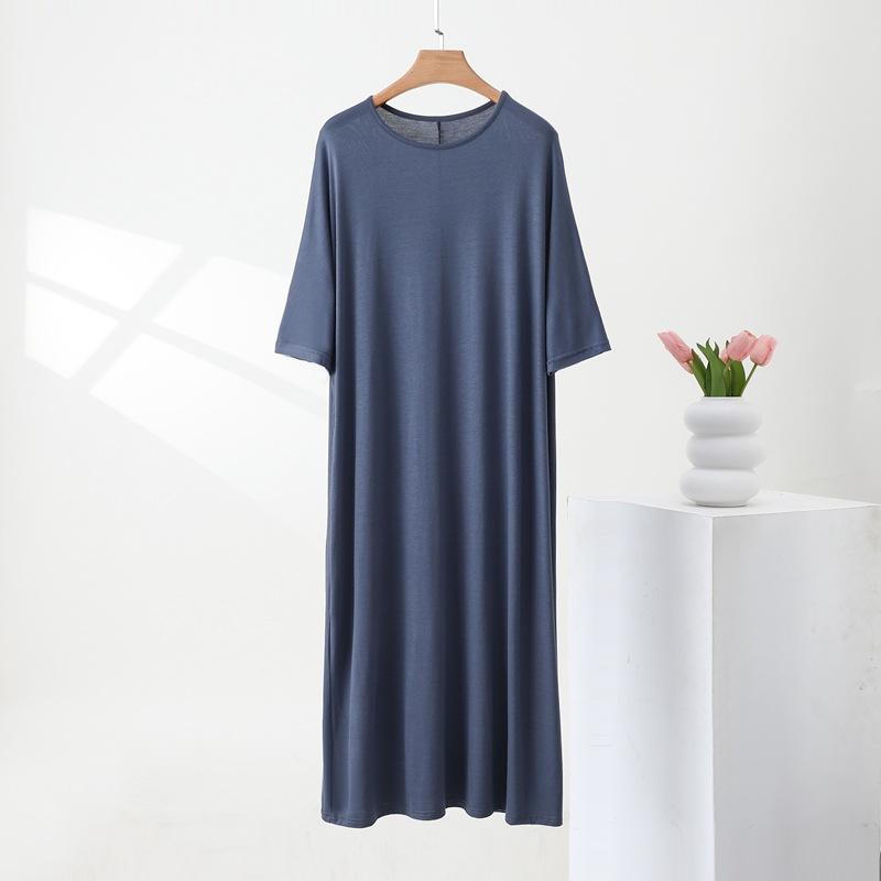 

It Can Be Worn As A Loose, Large-sized Dress, A Round-neck Nightgown, A Loose Summer Dress for Women, and A Home Dress one size темно-сірий колір