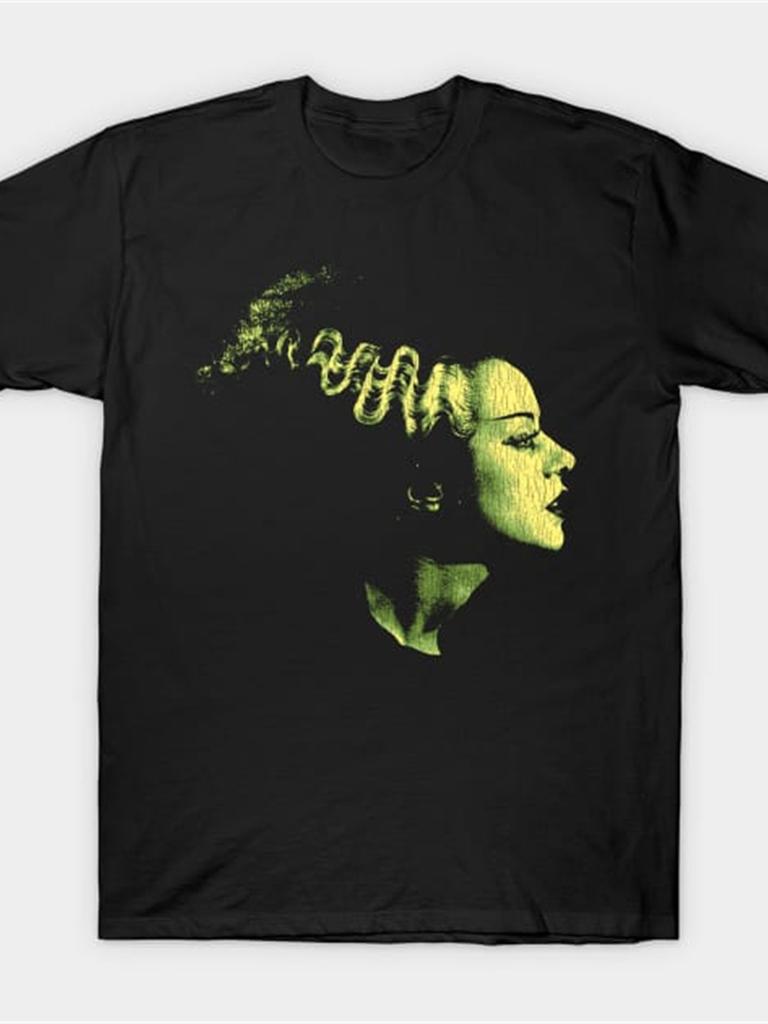 Vintage Frankenstein Bride Graphic T-shirt - Casual Cotton Short Sleeve Crew Neck Print Top