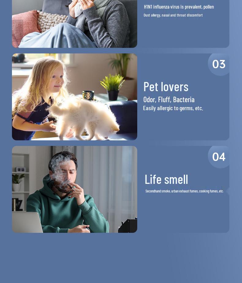 USB Air Purifier with Negative Ion Technology for Home - Formaldehyde Removal and Odor Filtration
