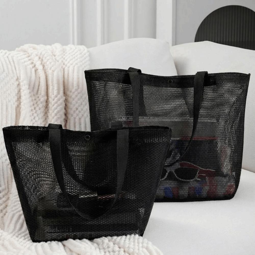 Lightweight Mesh Beach Bag Large Capacity Shoulder Handbag Toiletries Organizer Picnic