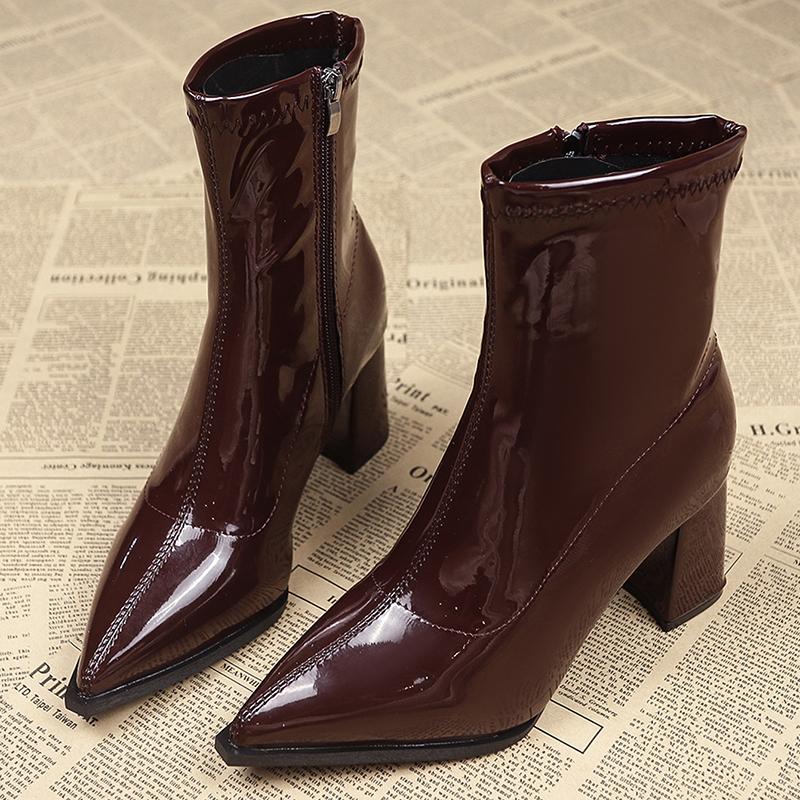 Women Ankle High Heels Chelsea Boots Pointed Toe Shoes Goth Designer Pumps Winter 2025 New Brand Shoes Women Motorcycle Boots