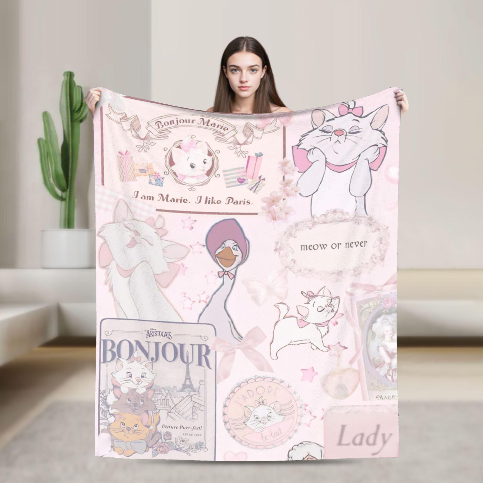 

The Aristocats Marie Cats Paris Blanket Cover Cartoon Plush Throw Blanket Bed Sofa Decoration Soft Warm Bedspreads Breathable 30x40in