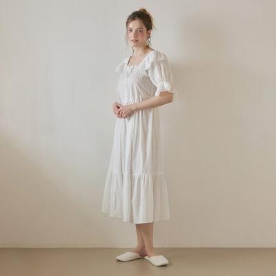 Lunaluz Women S Lilia Cotton Square Neck Short Sleeve dreSS Pajama