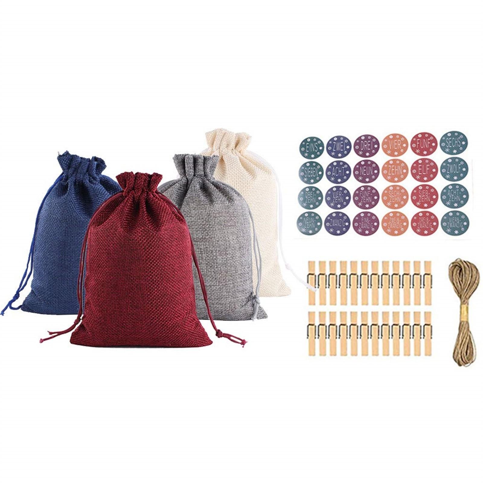 

Рождественский узор, сумка для конфет, 1-24, рождественский календарь, хлопковая льняная подарочная сумка One Size