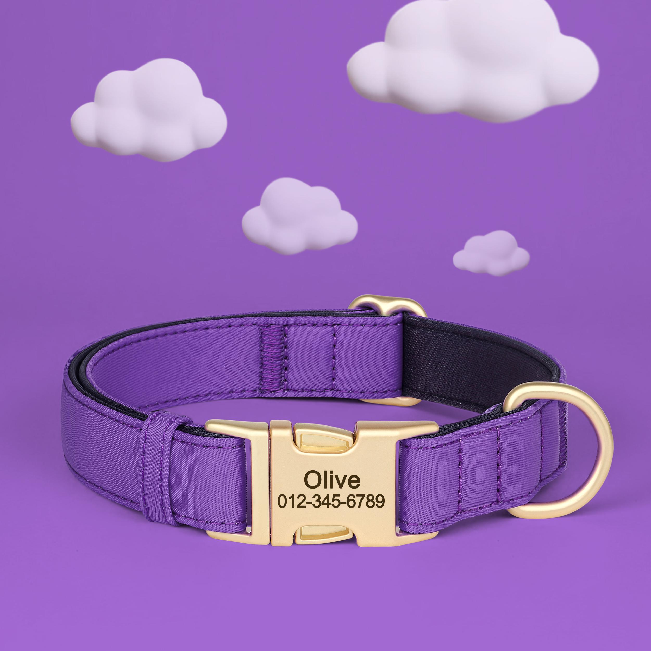 

8 Colors Nylon Dog Collar Personalized Dog Collars Colorful Custom Pet ID Collars Necklace Breathable for Small Medium Dogs Pug S