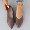 Women's Comfortable Solid Color Pointed Toe Low-cut Slip-on Flat Shoes, Suitable For Moms , Autumn, Pu Leather And Soft Bottom