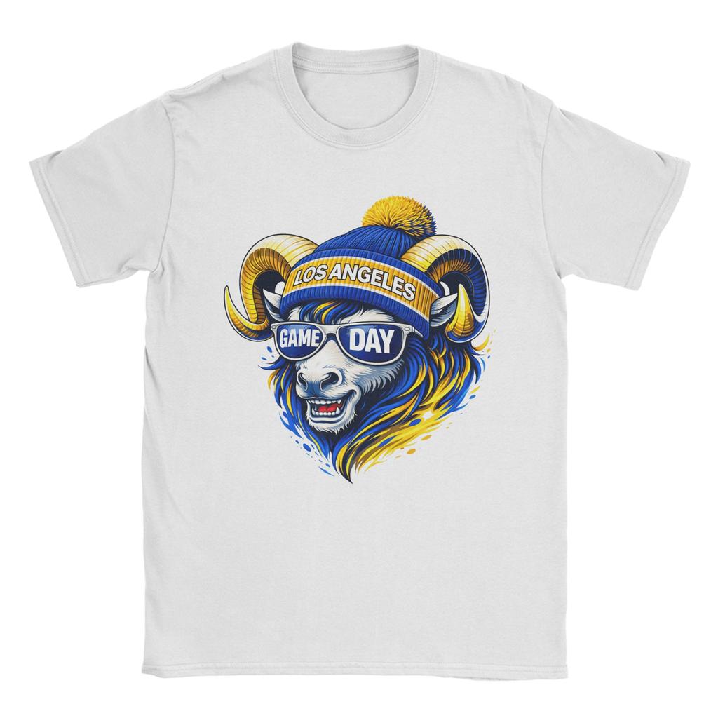 Ram with Beanie and Sunglasses Game Day Vibes Unisexs T Shirts  Funny Tees Short Sleeve Round Collar Cotton Plus Size Clothing