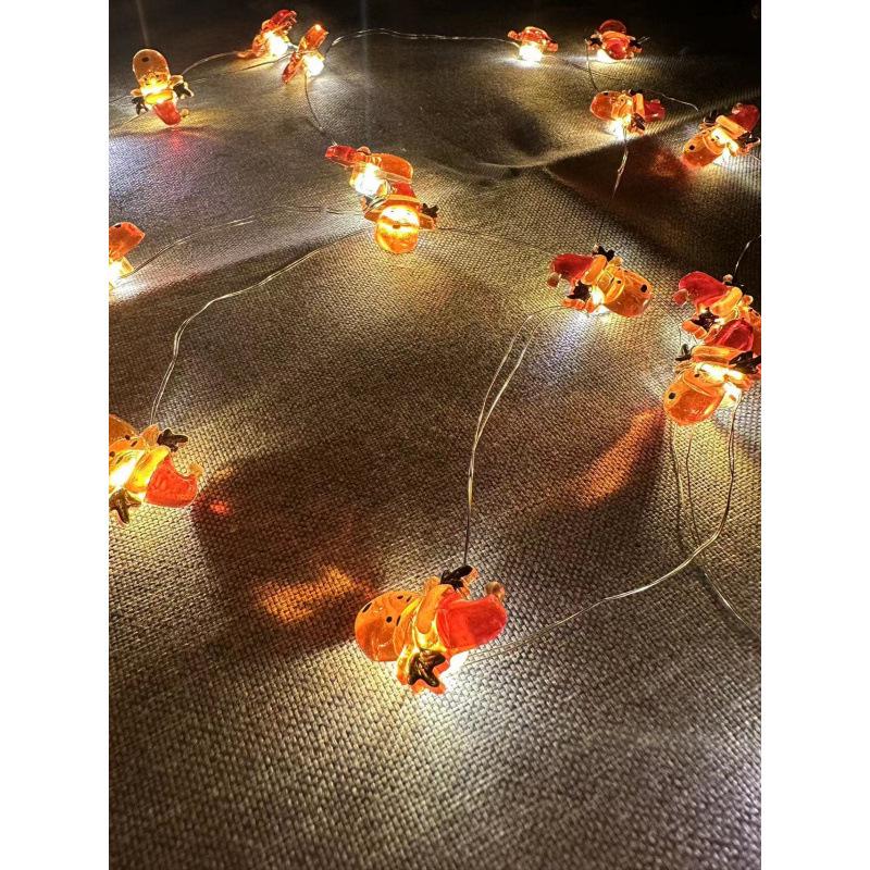 

Светодиодные рождественские огни с Сантой, Снеговиком, Оленем и Колокольчиками в дизайне черной шляпы 1m 10 lights, 2 AA batteries