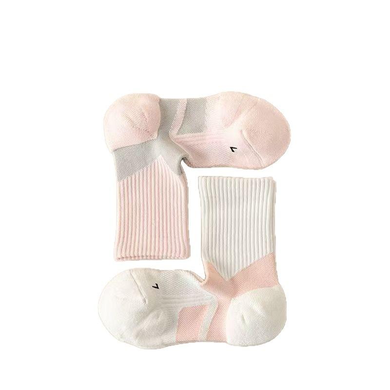 Combed Cotton Sports Socks, Women's Towel Bottom Sweat-absorbing Mid-calf Socks, Tennis Anti-slip Socks, Running Fitness Basketball Pure Cotton Socks