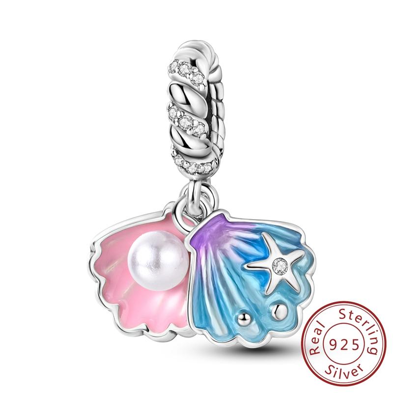 Real Copper Charms Luminous Firefly Butterfly Sunflower Pink Beads Fit Original Bracelet Women Birthday Diy Jewelry