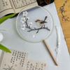 Chinese Style Double Sided Embroidery Fan Long Handle Vintage Hand Fan Dance Fan  Party