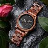 BOBO BIRD Men's Wooden Watch with Analog Quartz Movement, Day Calendar Display, Lightweight Handmade Wooden Men's Wristwatch (Black)