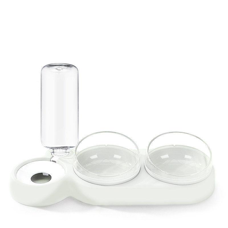 

Миска для кошек, автоматическая кормушка, миска для еды для собак и кошек с фонтанчиком для воды, двойная миска для питья, приподнятая подставка, миски для посуды для кошек None белый