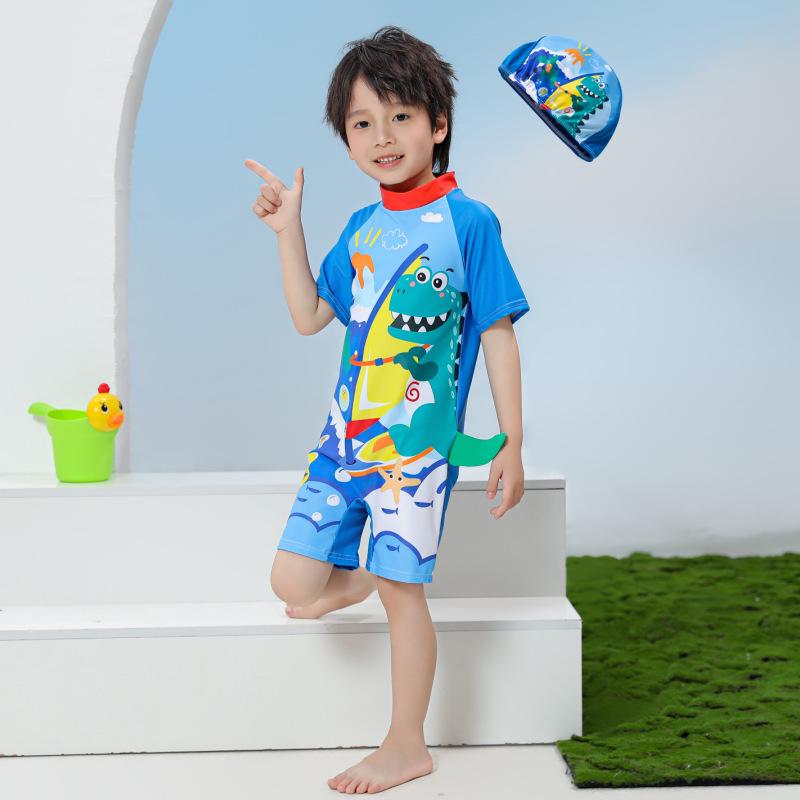Children's Cartoon One-Piece Swimsuit - Quick-Dry, Sun Protection for Boys