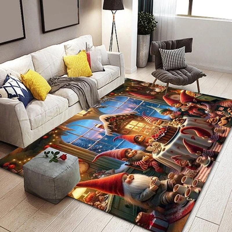 C-Christmas dwarf print carpet yoga mat bedroom decoration carpet living room bathroom decoration floor mat birthday gift