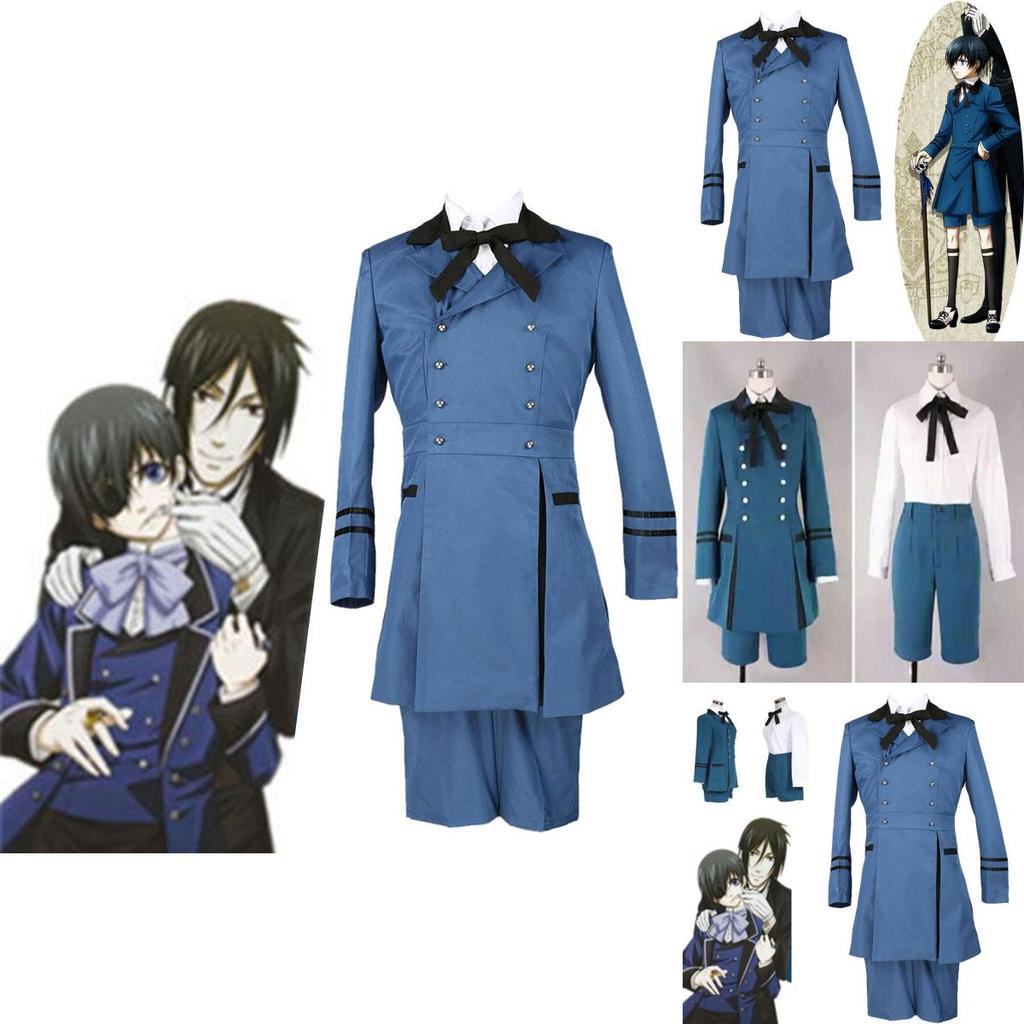 Stylish Blue And White Ciel Phantomhive Costume Outfit For Unisex Cosplay Events