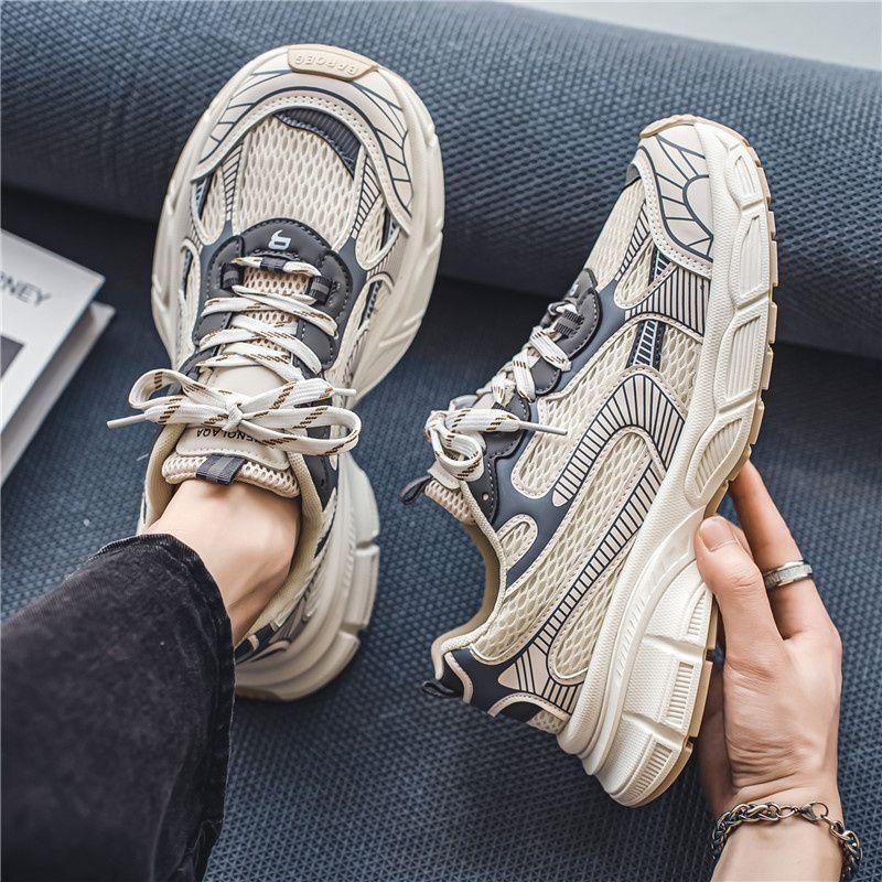 Men'S Shoes Breathable Mesh Sports Shoes Men'S Trend Versatile Thick Sole Non-Slip Casual Running