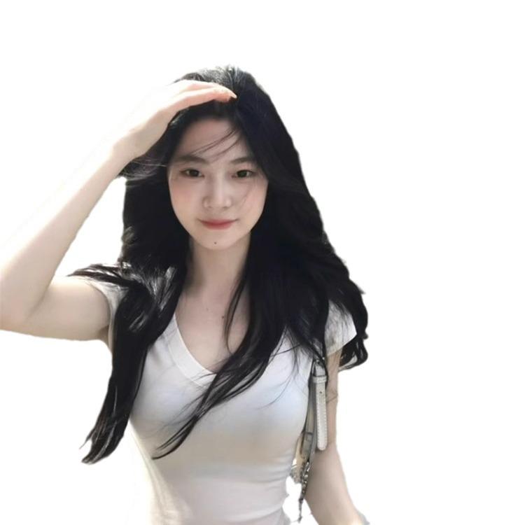 Summer versatile cotton short-sleeved slim-fitting T-shirt fashion niche pure desire style Spice Girl chic unique top ins