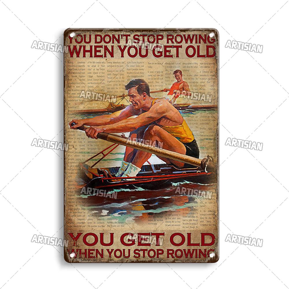 Artisian Rowing Metal Sign Surfing Tin Poster Kayaking Sport Decorative Plate Wall Decor Garage Bar Pub Club Hotel Cafe Kitchen