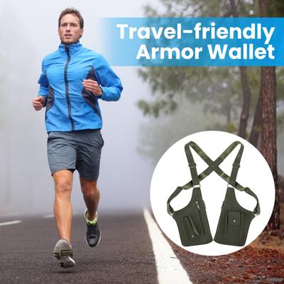 Kunstleder Rüstung Geldbörse Verstellbares Unterarm Schulterholster Brusttasche Anti-Diebstahl Geldbörse Handytasche für Männer Reisen Camping Wandern