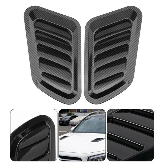 2Pcs Universal Hood Vent Decals Carbon Fiber Car Hood Scoop Air Intake Vent Decorative Trim Adhesive Fake Vents for Car Exterior