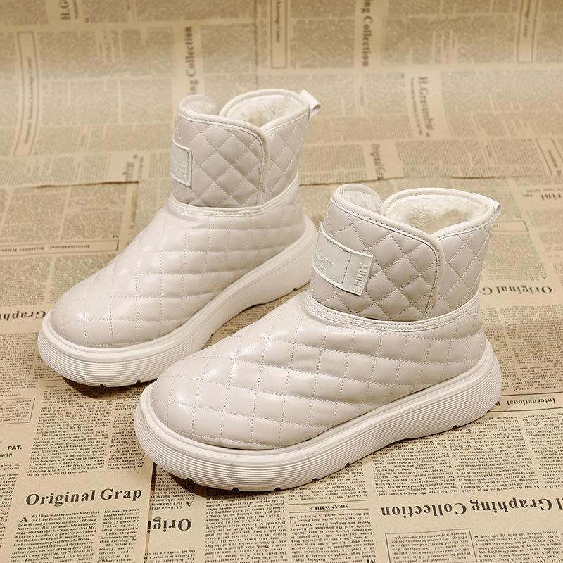 

Snow boots women s fur integrated short 2025 new winter piled thickened cotton boots platform bread women s cotton shoes 40 бежевый